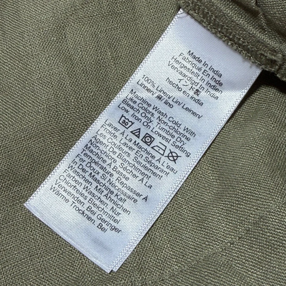 J. CREW Squareneck Button Back Top Linen Dusty Fatigue Green CK494 Women S